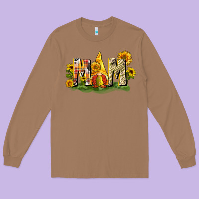 Mom Gnome Sunflower Long Sleeve Tee Designed By Cowgirlartshop