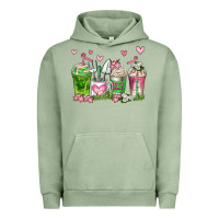 Pigment Oil Green botanic coffee cups Urban Hoodie - AdoDesignShop
