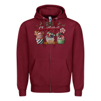 Burgundy Merry Christmas Zipper Hoodie - CowhideDigitalArt