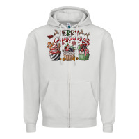 Dove Grey Merry Christmas Zipper Hoodie - CowhideDigitalArt