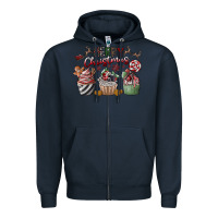 Navy Merry Christmas Zipper Hoodie - CowhideDigitalArt