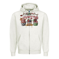 Oatmeal Heather Merry Christmas Zipper Hoodie - CowhideDigitalArt