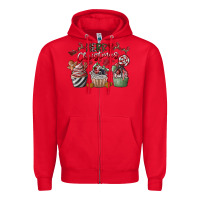 Red Merry Christmas Zipper Hoodie - CowhideDigitalArt