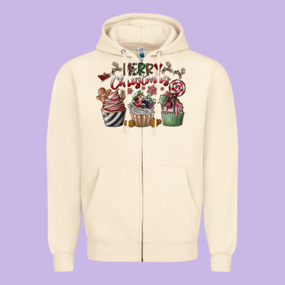 Merry Christmas Zipper Hoodie Designed By Cowhidedigitalart