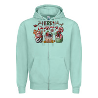 Seafoam Merry Christmas Zipper Hoodie - CowhideDigitalArt