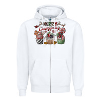 White Merry Christmas Zipper Hoodie - CowhideDigitalArt