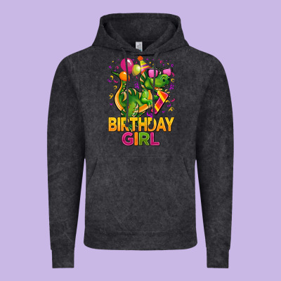 1st Birthday Girl T Rex Pink Vintage Hoodie Designed By Cowgirlartshop
