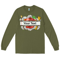 Army Green floral teacher custom name Long Sleeve Tee - CowGirlArtShop