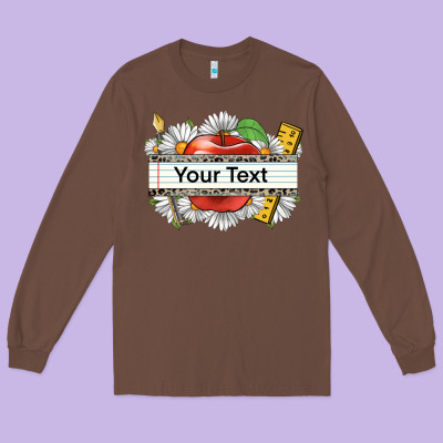 Floral Teacher Custom Name Long Sleeve Tee Designed By Cowgirlartshop