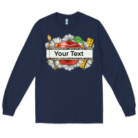 Navy floral teacher custom name Long Sleeve Tee - CowGirlArtShop