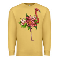 Antique Gold flamingo with tropical flowers Premium Sweatshirt - Artiststas