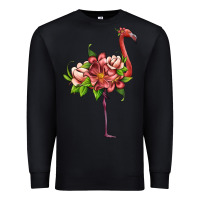 Black flamingo with tropical flowers Premium Sweatshirt - Artiststas