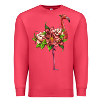 Cardinal flamingo with tropical flowers Premium Sweatshirt - Artiststas