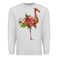 Dove Grey flamingo with tropical flowers Premium Sweatshirt - Artiststas