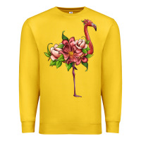 Lemon flamingo with tropical flowers Premium Sweatshirt - Artiststas