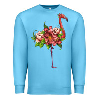 Ocean Blue flamingo with tropical flowers Premium Sweatshirt - Artiststas