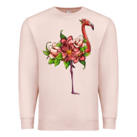 Pale Pink flamingo with tropical flowers Premium Sweatshirt - Artiststas