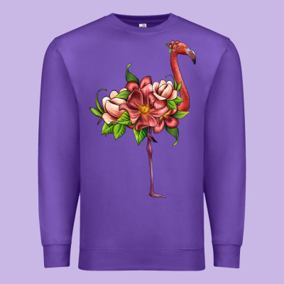 Flamingo With Tropical Flowers Premium Sweatshirt Designed By Artiststas