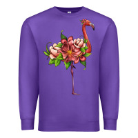 Purple flamingo with tropical flowers Premium Sweatshirt - Artiststas