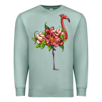 Seafoam flamingo with tropical flowers Premium Sweatshirt - Artiststas