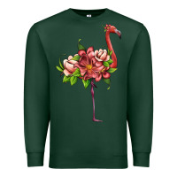 Sports Green flamingo with tropical flowers Premium Sweatshirt - Artiststas