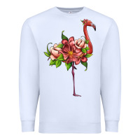 White flamingo with tropical flowers Premium Sweatshirt - Artiststas