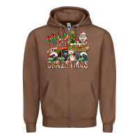 Chestnut Merry Christmas  tractor Zipper Hoodie - CowhideDigitalArt