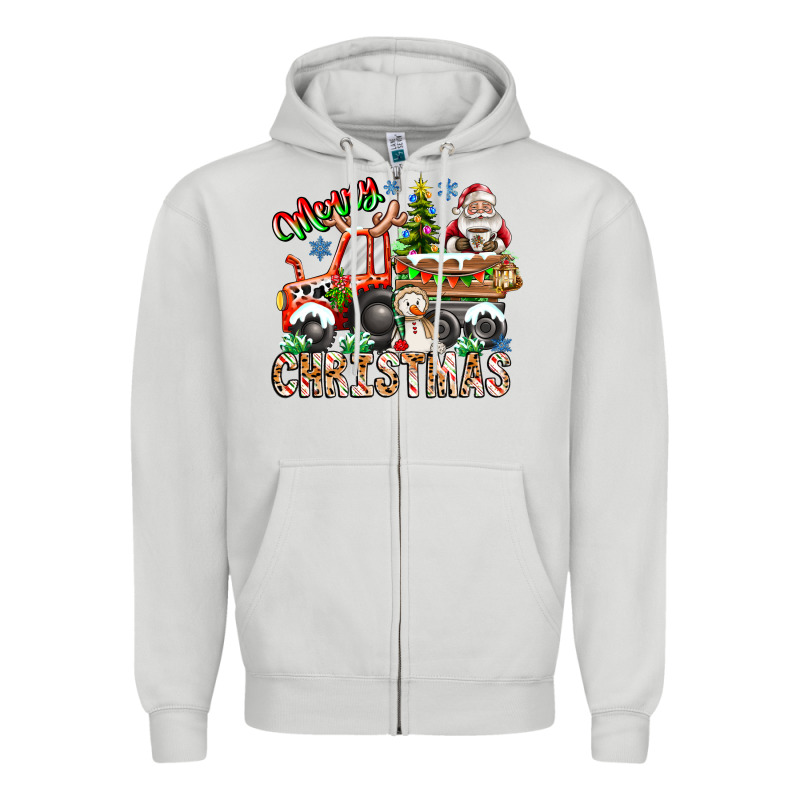 Merry Christmas  Tractor Zipper Hoodie by CowhideDigitalArt | Teevron
