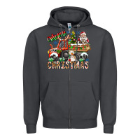 Smoke Merry Christmas  tractor Zipper Hoodie - CowhideDigitalArt