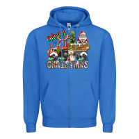 True Royal Merry Christmas  tractor Zipper Hoodie - CowhideDigitalArt