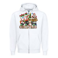 White Merry Christmas  tractor Zipper Hoodie - CowhideDigitalArt