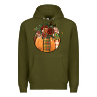 Army Green floral pumpkin Premium Hoodie - BundleAndBundleShop