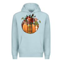 Blue Mist floral pumpkin Premium Hoodie - BundleAndBundleShop