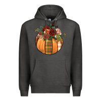 Charcoal Heather floral pumpkin Premium Hoodie - BundleAndBundleShop