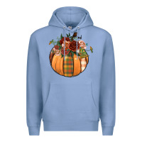 Colony Blue floral pumpkin Premium Hoodie - BundleAndBundleShop
