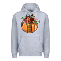 Heather Grey floral pumpkin Premium Hoodie - BundleAndBundleShop