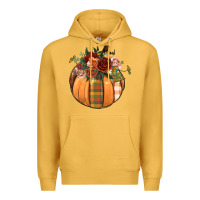 Mustard floral pumpkin Premium Hoodie - BundleAndBundleShop