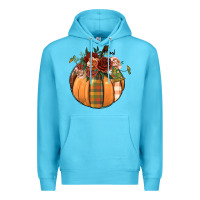 Ocean Blue floral pumpkin Premium Hoodie - BundleAndBundleShop
