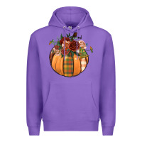 Purple floral pumpkin Premium Hoodie - BundleAndBundleShop