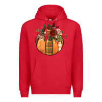 Red floral pumpkin Premium Hoodie - BundleAndBundleShop