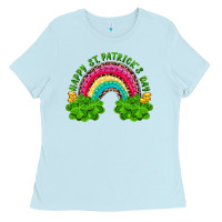 Baby Blue happy st patricks day rainbow and shamrock Ladies Tee - RanaPortraitStore