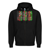 Black Merry Christmas Zipper Hoodie - CowhideDigitalArt