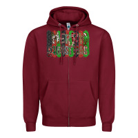 Burgundy Merry Christmas Zipper Hoodie - CowhideDigitalArt
