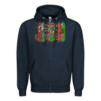 Navy Merry Christmas Zipper Hoodie - CowhideDigitalArt