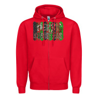 Red Merry Christmas Zipper Hoodie - CowhideDigitalArt