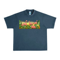 Midnight Navy flamingos with sunset Urban Heavy Tee - TumblerDesignByShophia
