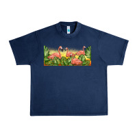 Navy flamingos with sunset Urban Heavy Tee - TumblerDesignByShophia
