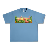 Pebble Blue flamingos with sunset Urban Heavy Tee - TumblerDesignByShophia