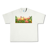 Pistachio flamingos with sunset Urban Heavy Tee - TumblerDesignByShophia