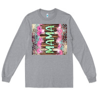 Heather Grey Mama leopard Long Sleeve Tee - CowGirlArtShop